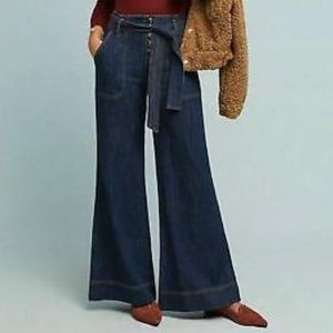 Pilcro and the Letterpress wide leg button fly jean with belt